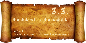 Bendekovits Bernadett névjegykártya